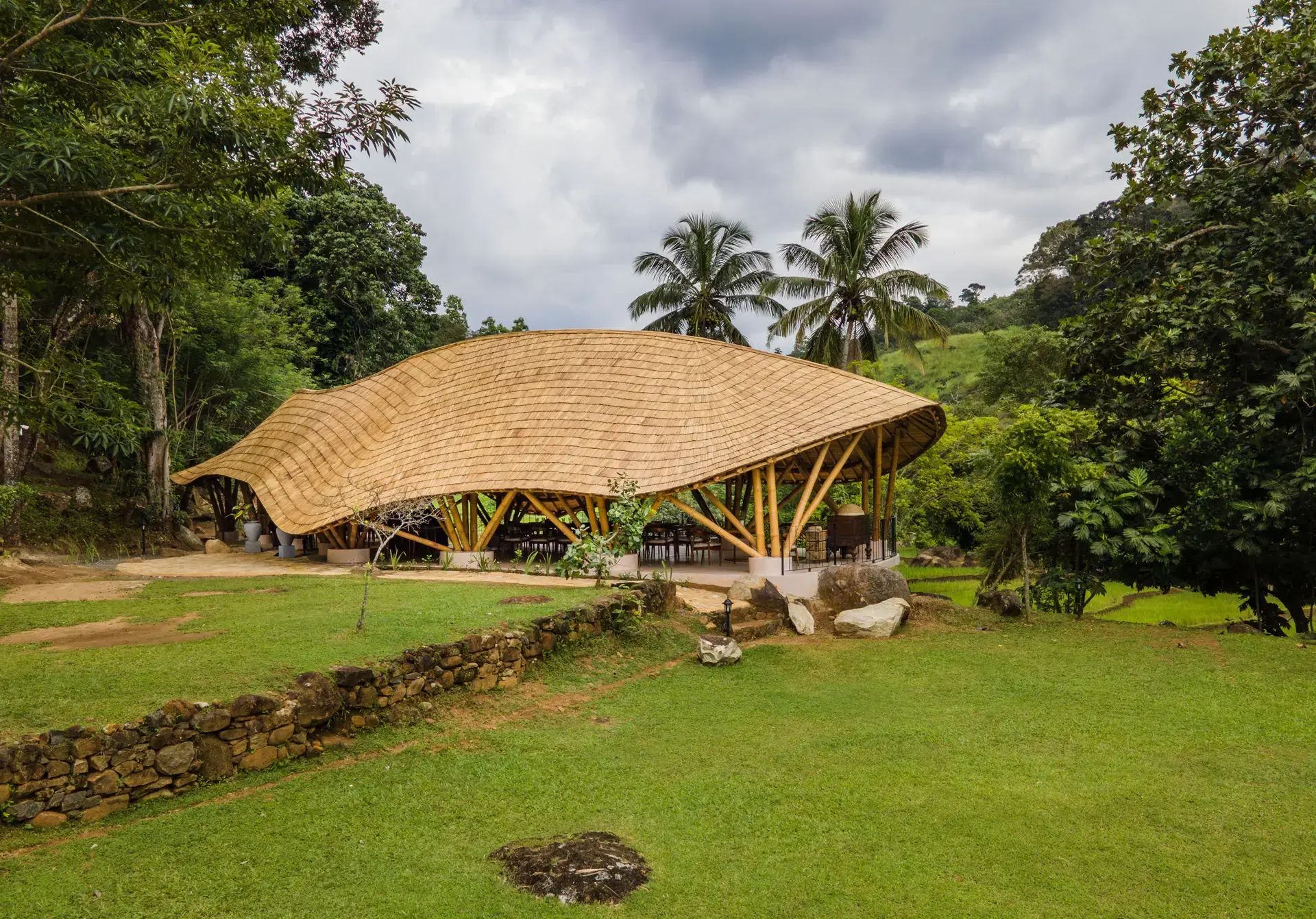 The Bamboo Restaurant seen across the lawn