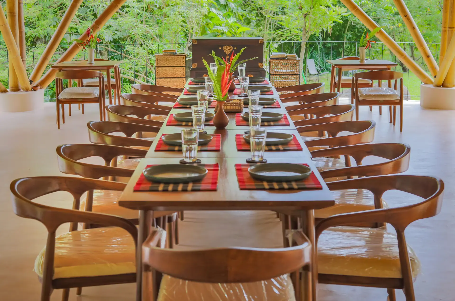 Place settings along the shared table